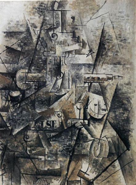 Klarinet a fľaša rumu na krbovej rímse, Georges Braque